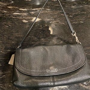 Black leather coach clutch purse
